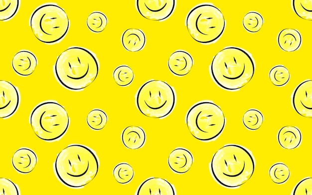 Vector seamless pattern the pattern emojis smiling yellow round icons for textiles and gift packages