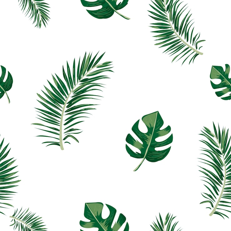 Seamless pattern of tropical leaf.