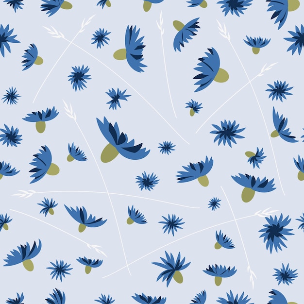 Vector seamless pattern with chicory flowers