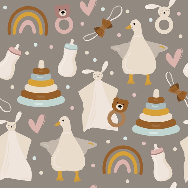 Vector seamless pattern with childish toys.