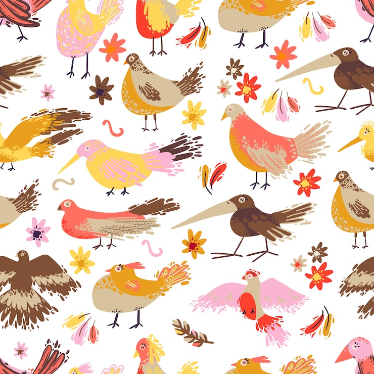 seamless pattern with funny vector hens