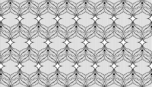 Vector seamless pattern with leaves black and white vector background