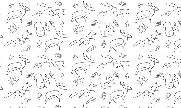 seamless pattern with linear animals minimalistic pattern for textiles