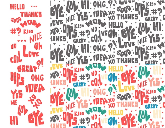 Vector seamless pattern with speech bubbles with the word hello in different languages message boxes