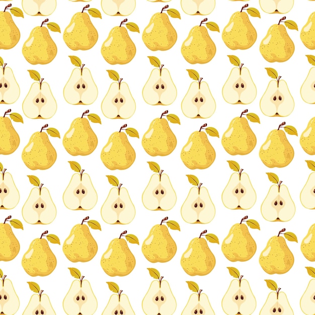 Vector seamless vector pattern with bright pears