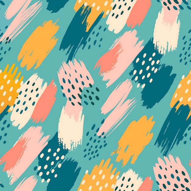 Vector seamless vibrant abstract pattern with dynamic brushstrokes for modern textile designs
