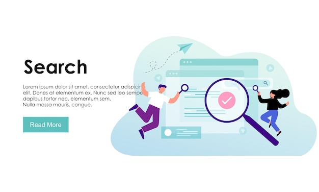 Vector search concept for landing page illustration