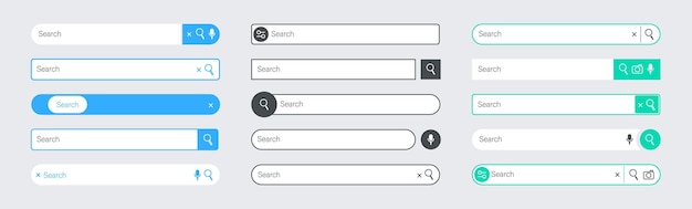 Vector search panel internet search bar web icons simple browser and web site user interface elements vector navigation bar ui with text field templates set