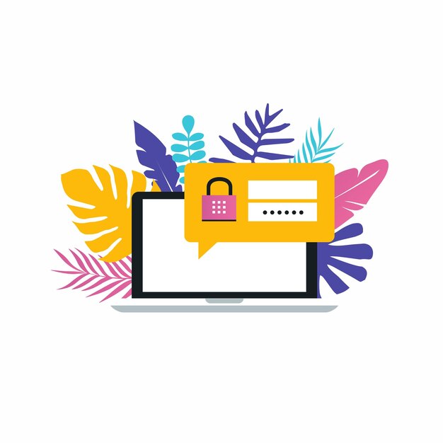 Vector secure account login flat vector illustration design account registration user interface login