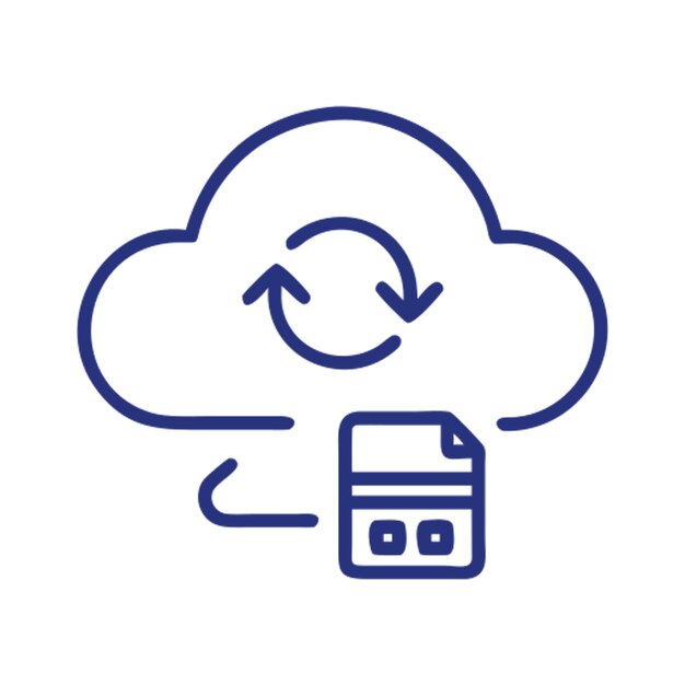 Vector secure data backup and recovery for continuous service icon outline