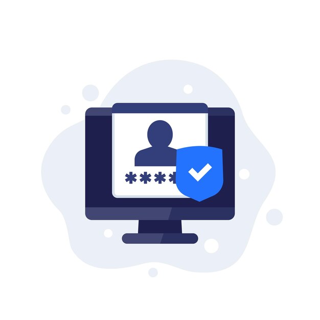 Vector secure login access with password icon with computer vector
