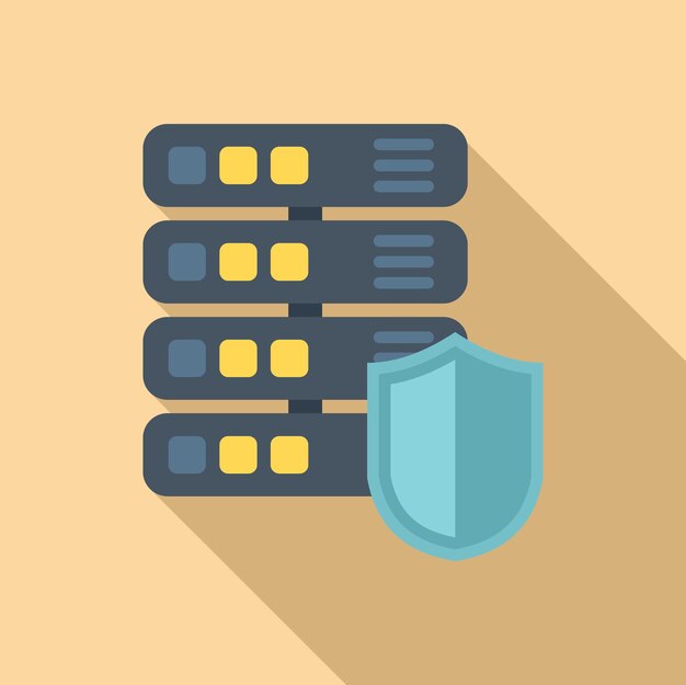 Vector secured server icon flat vector platform system account strategy