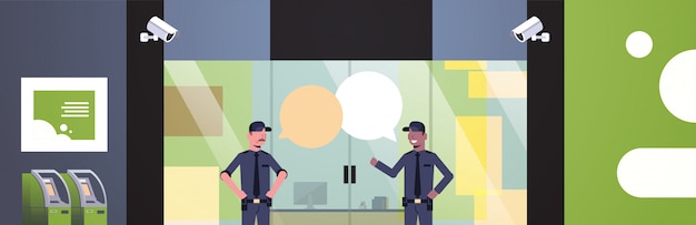 Vector security guard men chat bubble