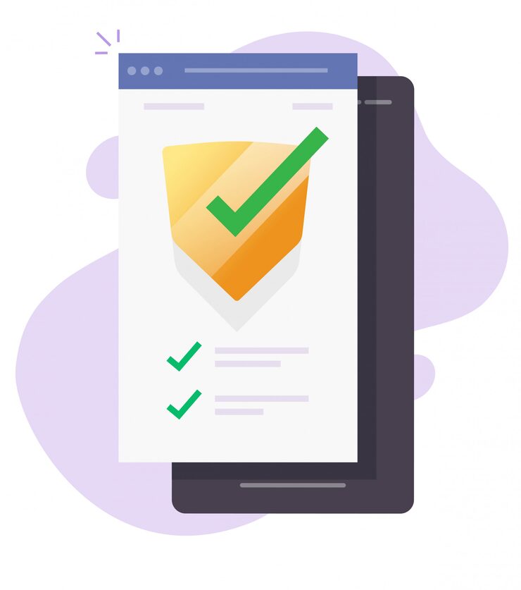 Security verification check scan on mobile phone guard online for internet web virus attack protection software