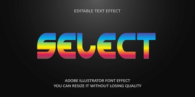 Vector select colorful text effect font