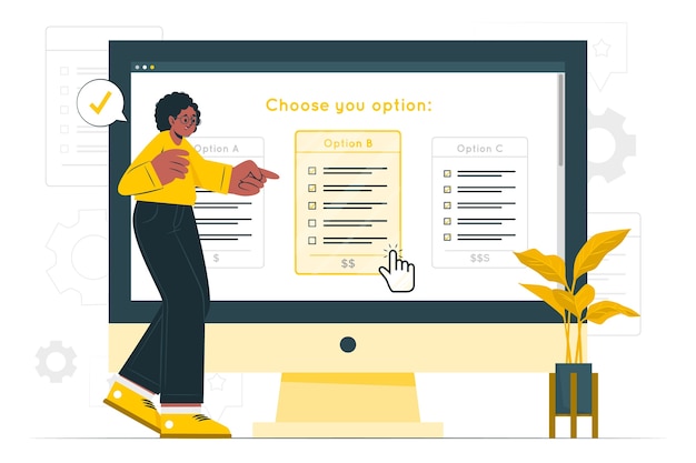 Vector select option concept illustration