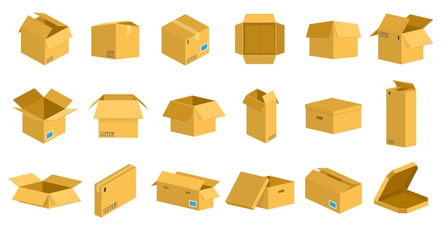 Vector selection of cardboard boxes