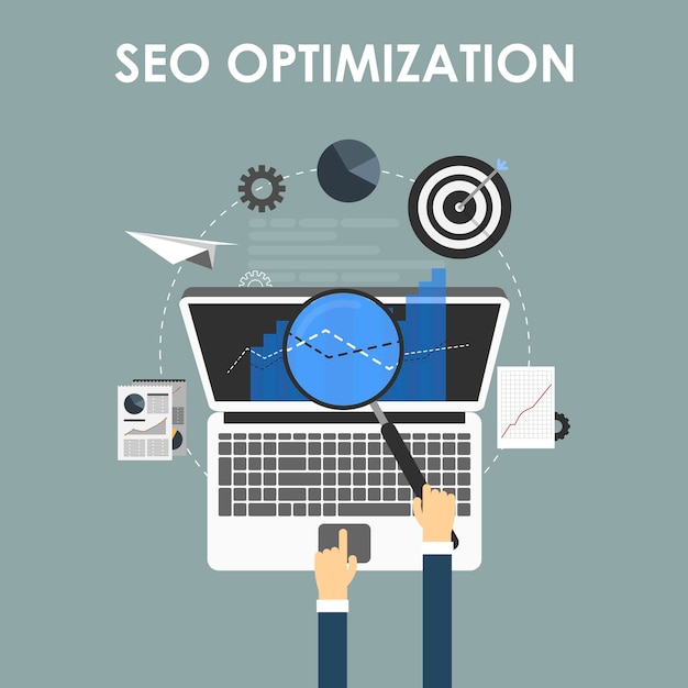 Vector seo optimization, programming process and web analytics elements