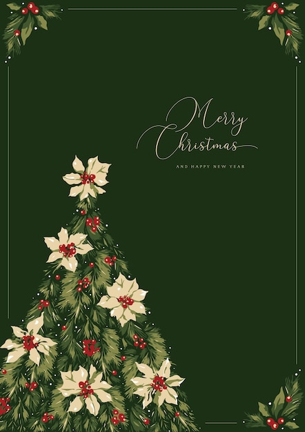 Vector series of christmas floral cards in retro vintage classical style