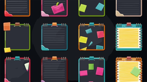 Vector a series of colorful items including one that says  post it