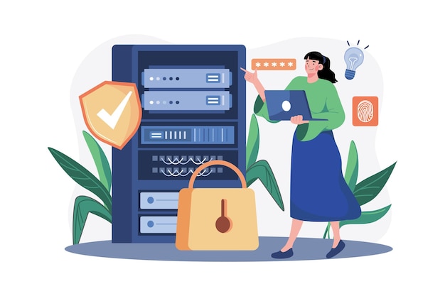 Vector server maintenance illustration concept on white background