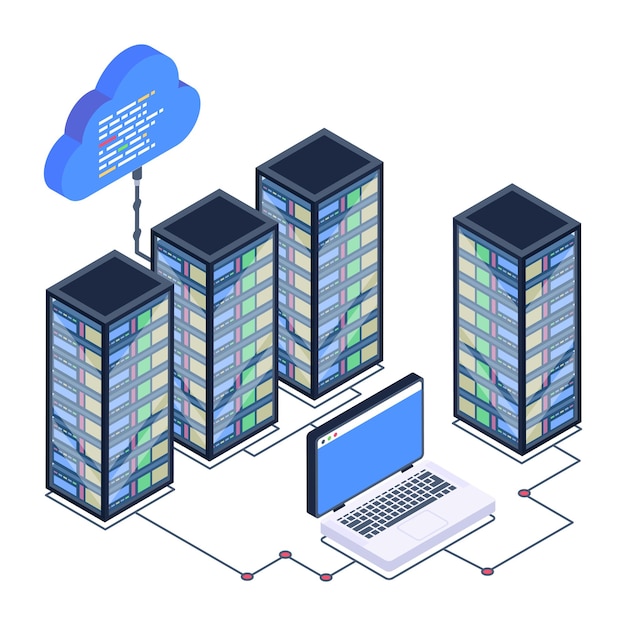Vector a server room icon in isometric design premium download