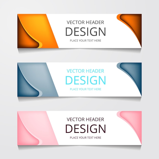 Vector set abstract horizontal web banner