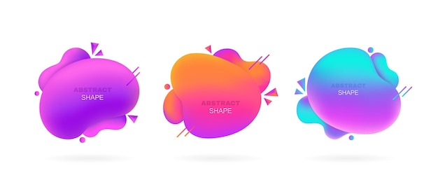 Vector set abstract liquid shape fluid design isolated gradient waves modern vector illustration