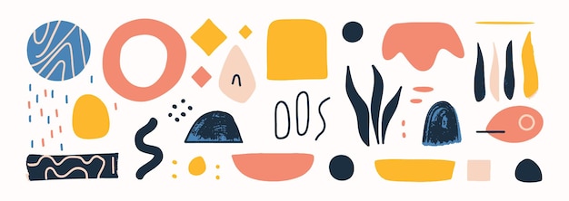 Vector set of abstract organic shape hand drawn doodle art vector blob