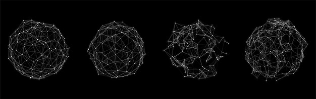 Vector set of abstract spheres from points and lines network connection structure big data visualization