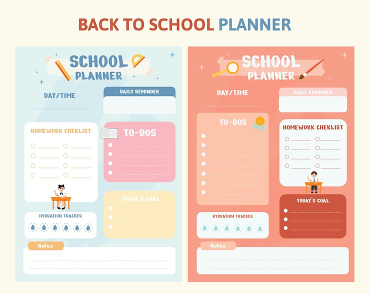 Vector a set of back to school planner posters