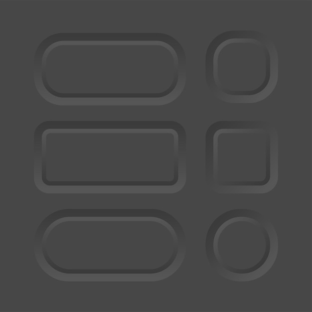 Vector set of black empty button with rounded corners for web design mobile app or user interface