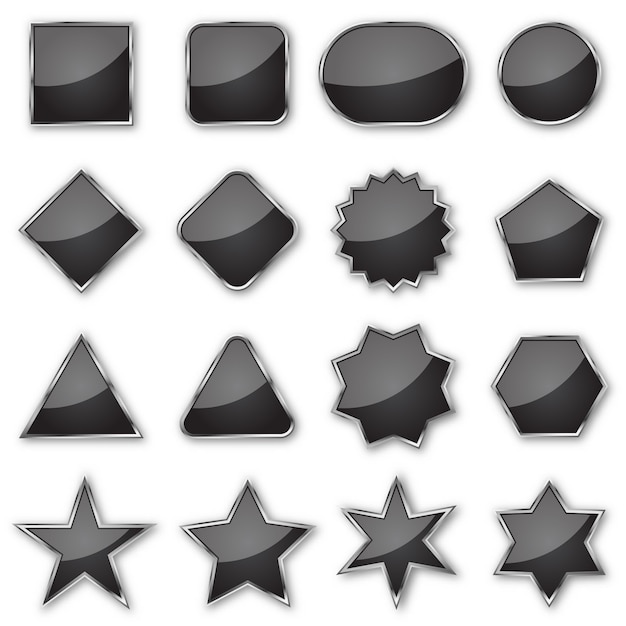 Vector set of black glossy banners isolated