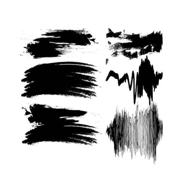 Vector a set of black paint brush strokes with a brush stroke