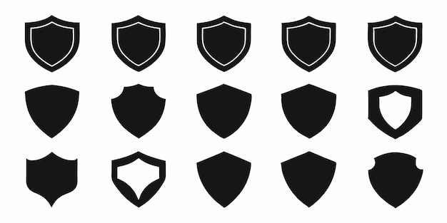 Vector a set of black shield and shield images
