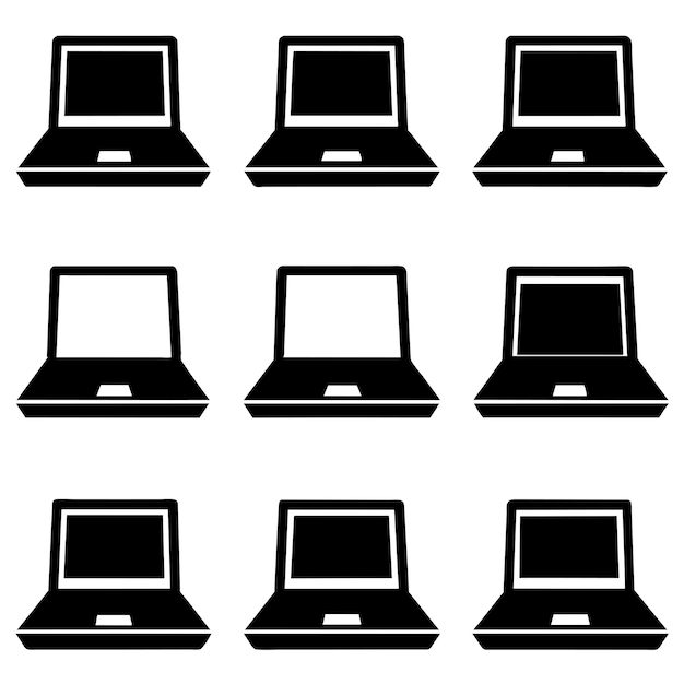 Vector a set of black and white images of a speaker and a black box