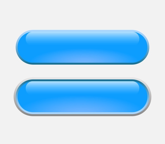 Vector set of blue empty button with rounded corners for web design mobile app or user interface