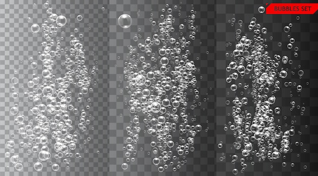 Vector set of bubbles under water isolated illustration on transparent background.
