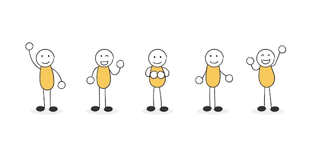 Vector set of cartoon doodle with empty speech bubbles. 