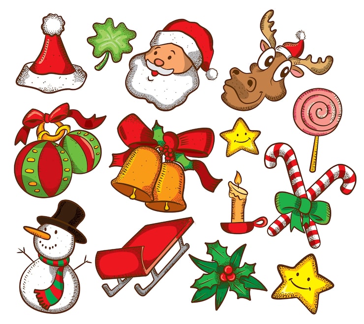 Vector set of christmas doodle isolated on white background