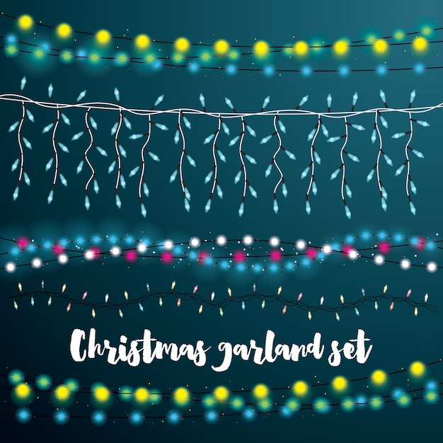 Vector set of christmas string lights