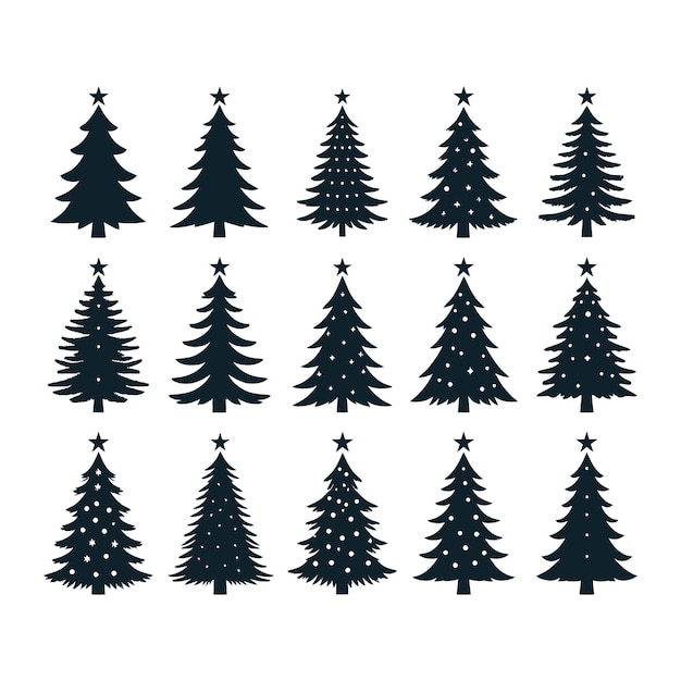 Vector set of christmas tree silhouette