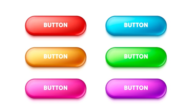 Vector set color round button frame label event web element vector illustration