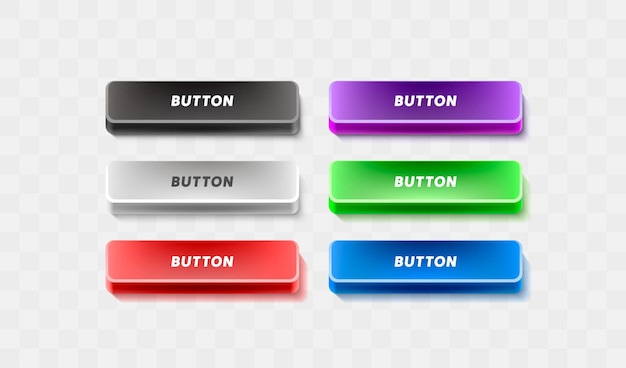 Vector set color rounded button frame label event web element vector illustration