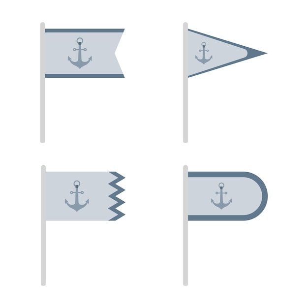 set of colored flags with anchor