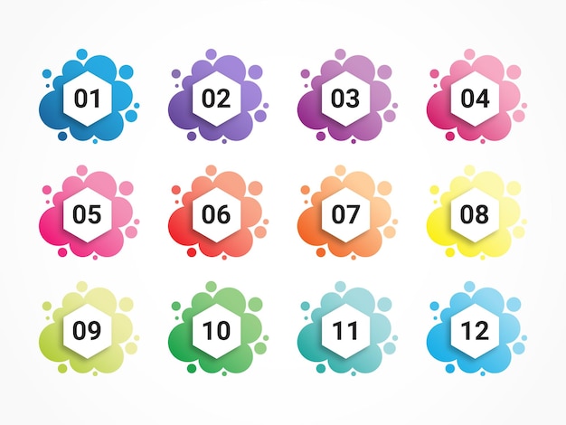 Vector set of colorful bullet and numbering for infographic elements data visualization and presentations