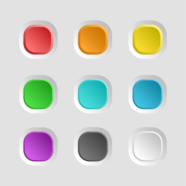 Vector set of colorful empty button with rounded corners for web design mobile app or user interface