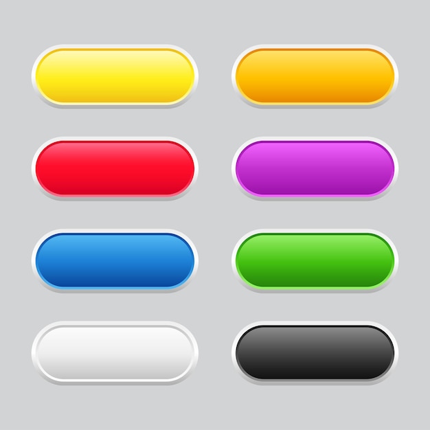 Vector set of colorful empty buttons for ui web design app interface game and digital projects