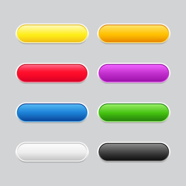 Vector set of colorful empty buttons for web design app interfaces and user interaction customization