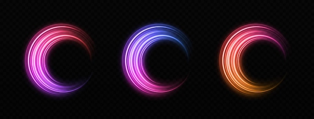 Vector set of colorful high speed light trails